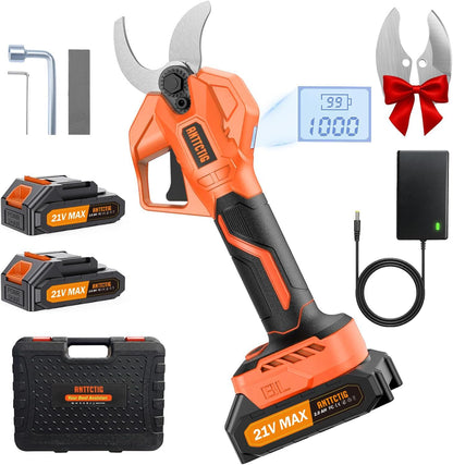Electric Pruning Shears, 2.36" Cut, 2 Batteries & Spare Blades