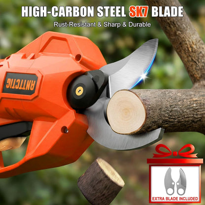 Electric Pruning Shears, 2.36" Cut, 2 Batteries & Spare Blades