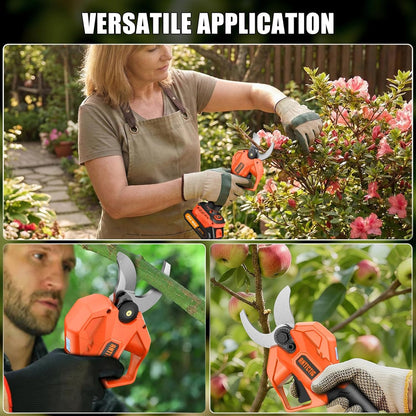 Electric Pruning Shears, 2.36" Cut, 2 Batteries & Spare Blades