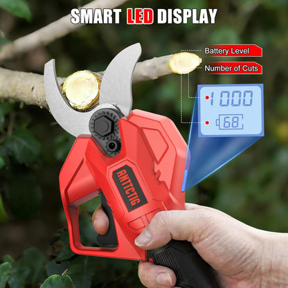 Electric Pruning Shears, 2.36" Cut, 2 Batteries & Spare Blades