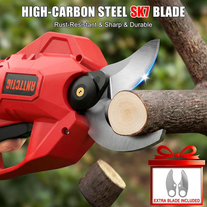 Electric Pruning Shears, 2.36" Cut, 2 Batteries & Spare Blades