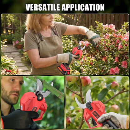 Electric Pruning Shears, 2.36" Cut, 2 Batteries & Spare Blades
