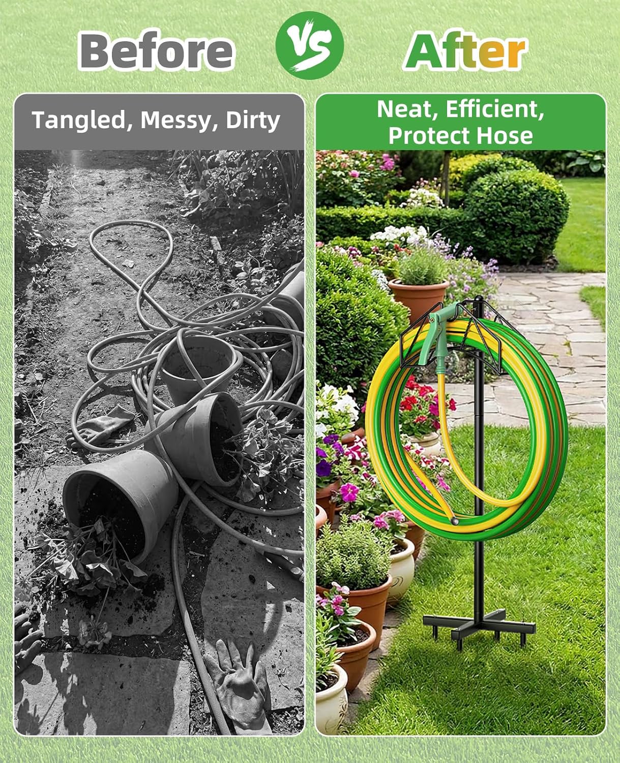 Garden Heavy Duty Hose Holder Stands Storage Rack Freestanding for Outside