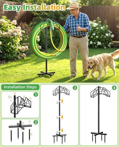 Garden Heavy Duty Hose Holder Stands Storage Rack Freestanding for Outside