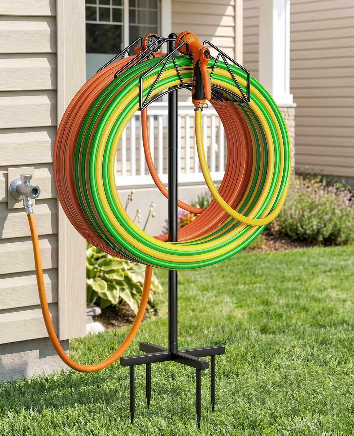 Garden Heavy Duty Hose Holder Stands Storage Rack Freestanding for Outside