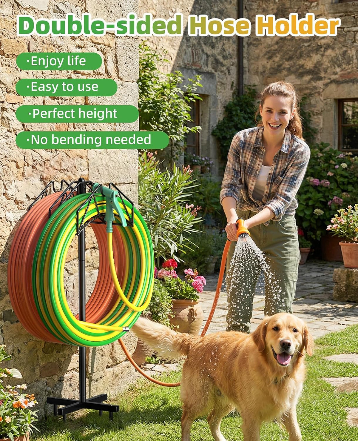 Garden Heavy Duty Hose Holder Stands Storage Rack Freestanding for Outside