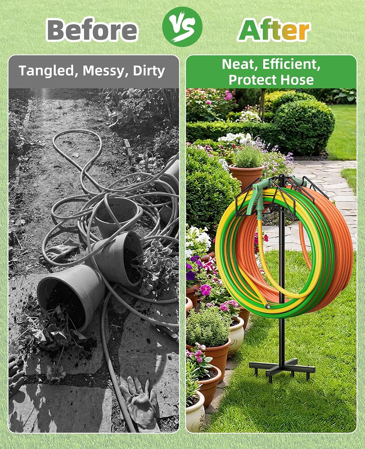 Garden Heavy Duty Hose Holder Stands Storage Rack Freestanding for Outside