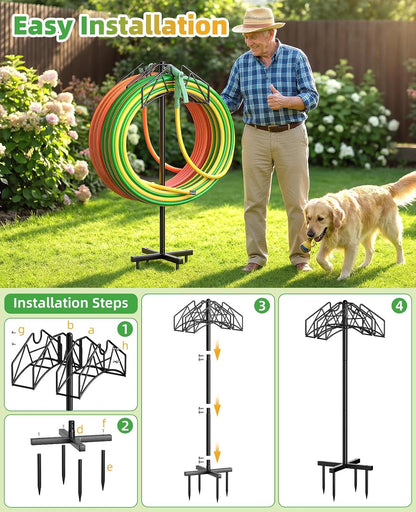 Garden Heavy Duty Hose Holder Stands Storage Rack Freestanding for Outside