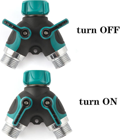 Hose Splitter 2 Way Heavy Duty Y Valve, Spigot Splitter for Garden Hose