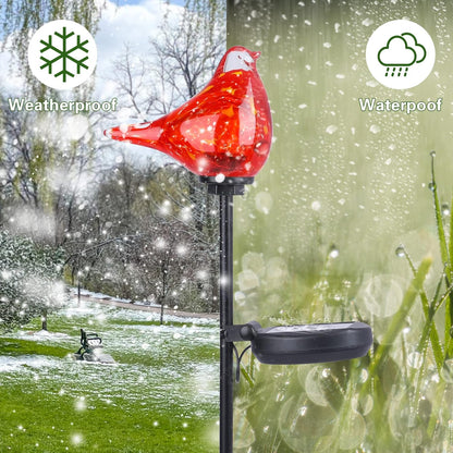 Outdoor Solar Garden Lights, Hand Blown Glass Blue Bird Yard Stake