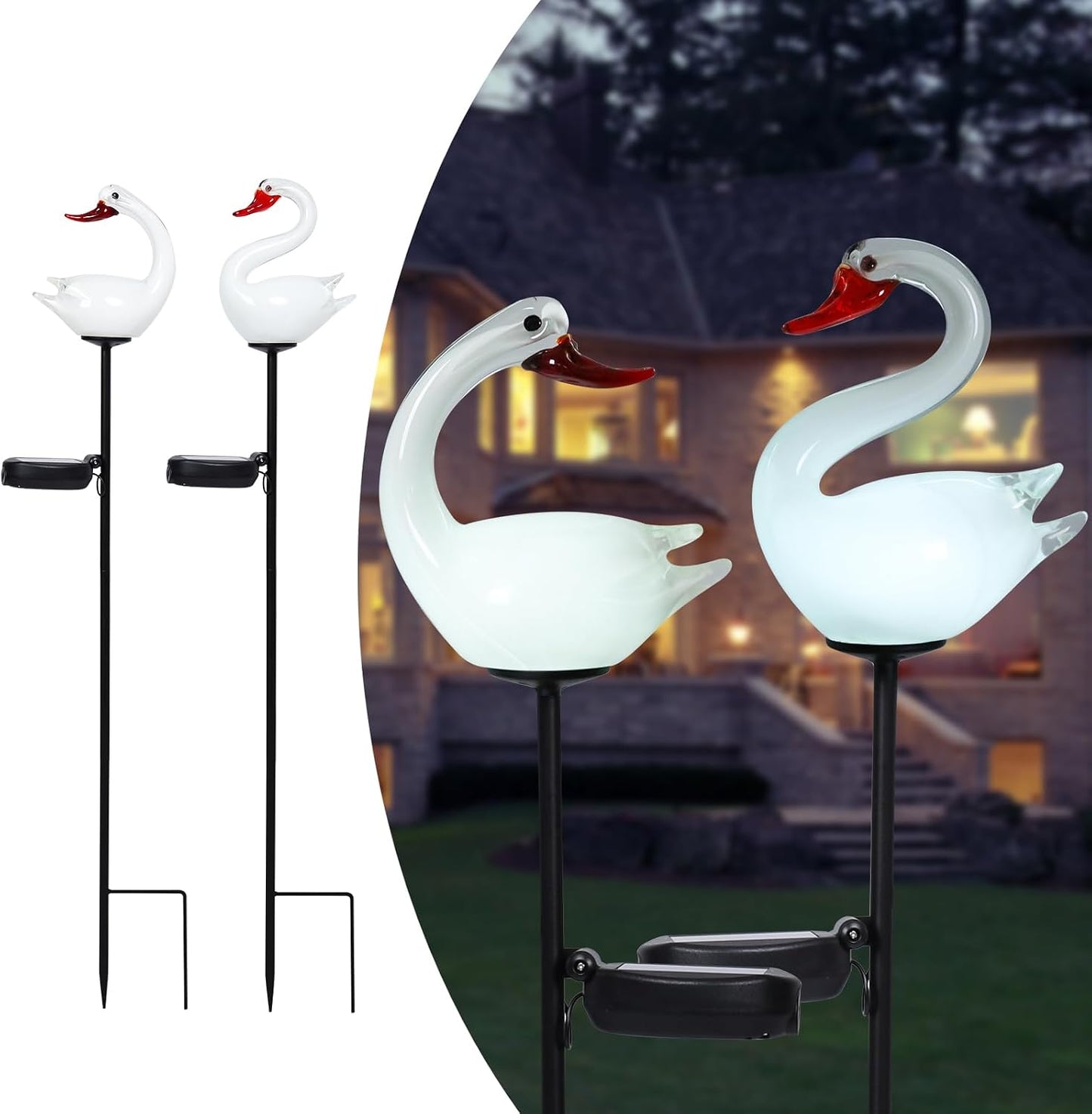 Outdoor Solar Garden Lights, Hand Blown Glass Blue Bird Yard Stake