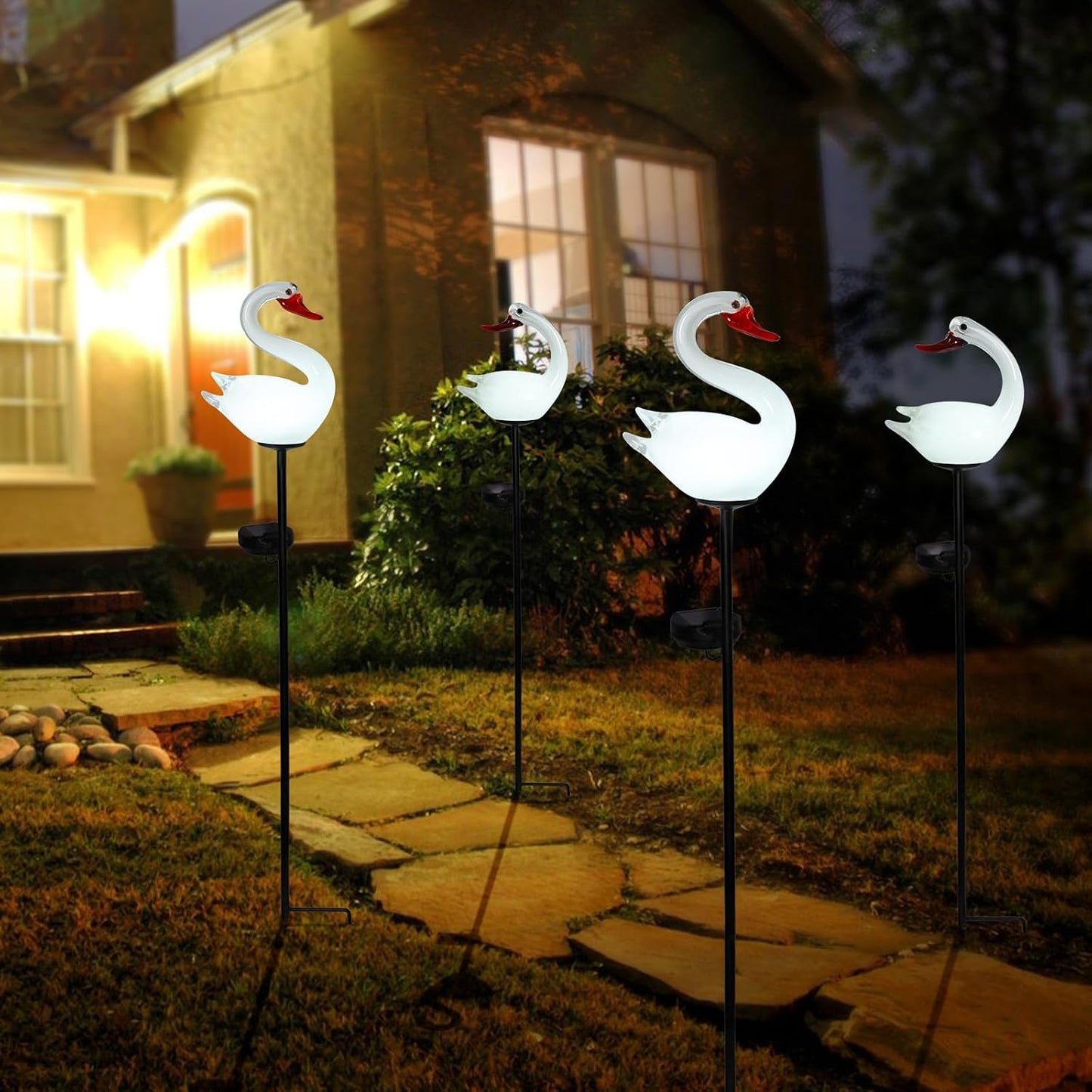 Outdoor Solar Garden Lights, Hand Blown Glass Blue Bird Yard Stake