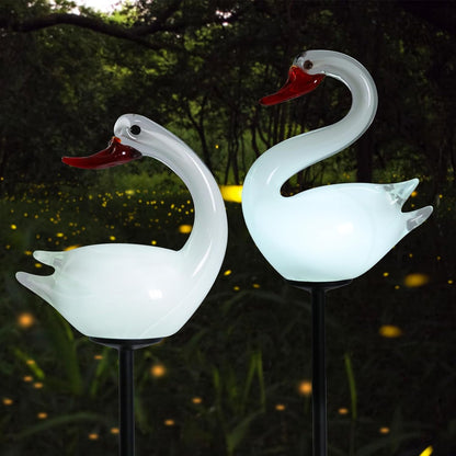 Outdoor Solar Garden Lights, Hand Blown Glass Blue Bird Yard Stake