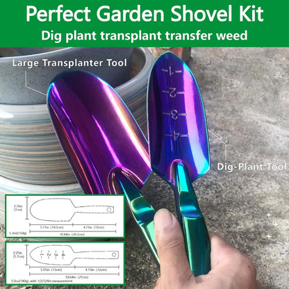 Garden Shovel - Gardening Hand Tool, Heavy Duty Garden Trowel, High Strength Alloy Steel for Planting Transplanting Transferring, Solid Metal Handle, Colorful