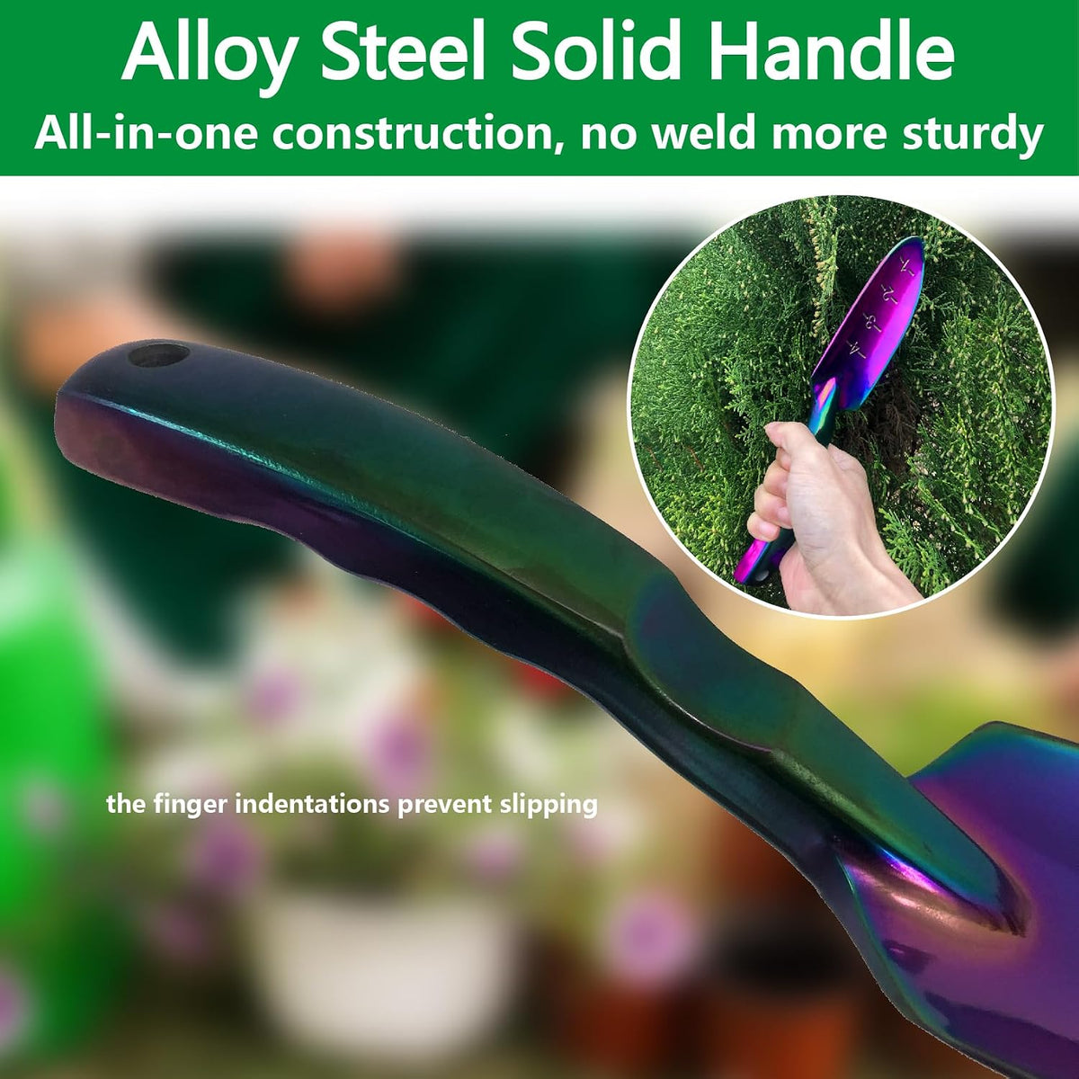 Garden Shovel - Gardening Hand Tool, Heavy Duty Garden Trowel, High Strength Alloy Steel for Planting Transplanting Transferring, Solid Metal Handle, Colorful