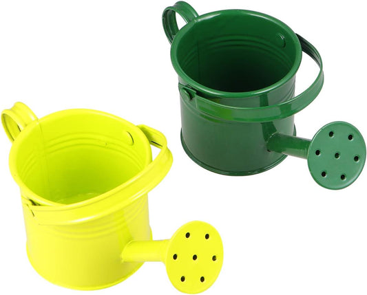 2PCS Metal Watering Can,Kids Watering Can Small Iron Indoor Plants Sprinkling Kettle with Long Spout,Boys Girls Garden Watering Pot for Outdoor Plants or Play Time(Random Colors)