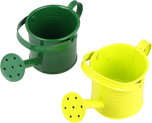 2PCS Metal Watering Can,Kids Watering Can Small Iron Indoor Plants Sprinkling Kettle with Long Spout,Boys Girls Garden Watering Pot for Outdoor Plants or Play Time(Random Colors)