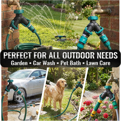 2pcs Garden Hose Splitter 2 Way Heavy Duty Connector, Faucet Y Splitter with Shut off Valve, Outdoor Water Spigot Bib Splitters Leak-proof Rust-resistant, Easy for Garden Landscaping 3/4 Inch