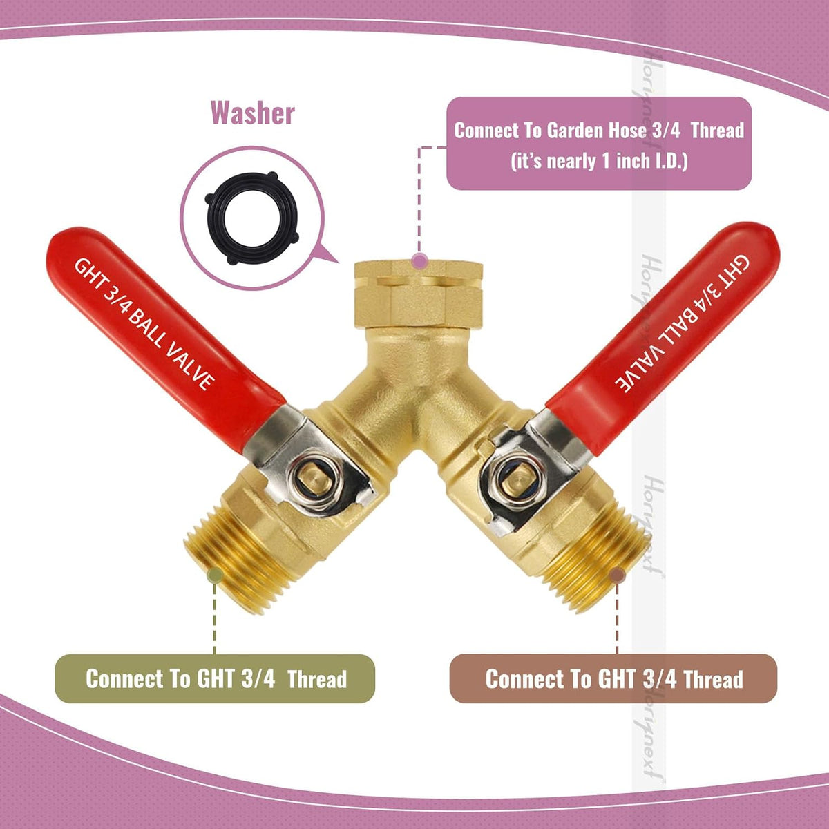 Hose Splitter 2 Way Heavy Duty, Brass Garden Hose Splitter