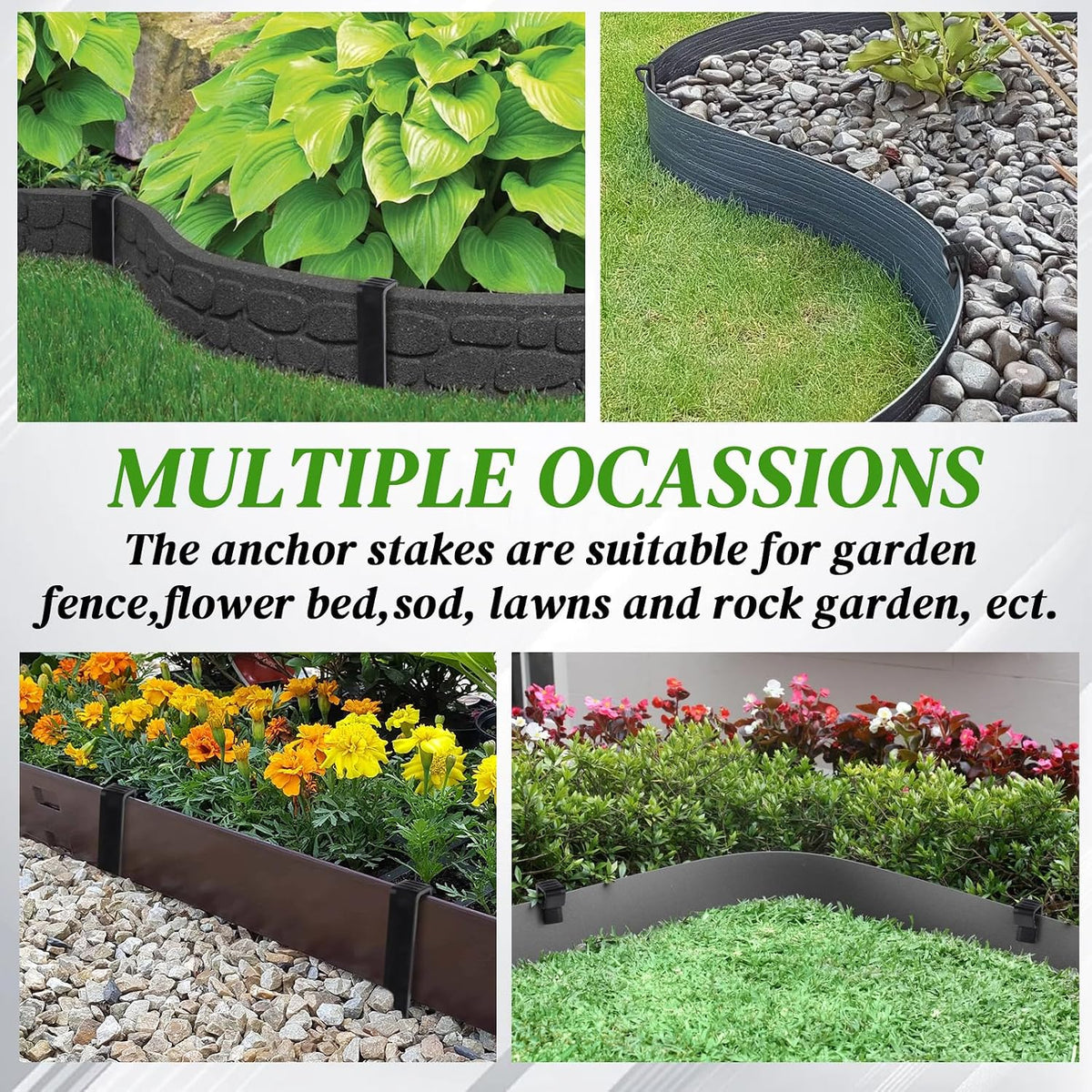 70 Pcs Landscape Edging Anchor Stakes, 8.5 in Heavy Duty Plastic Garden Stakes, Black Garden Anchoring Spikes for Yard, Edgings Garden Lawn, Fence Barrier (70)