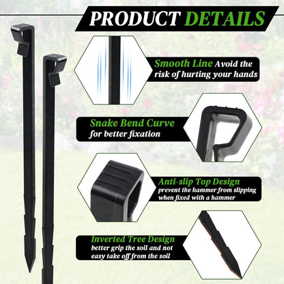 70 Pcs Landscape Edging Anchor Stakes, 8.5 in Heavy Duty Plastic Garden Stakes, Black Garden Anchoring Spikes for Yard, Edgings Garden Lawn, Fence Barrier (70)