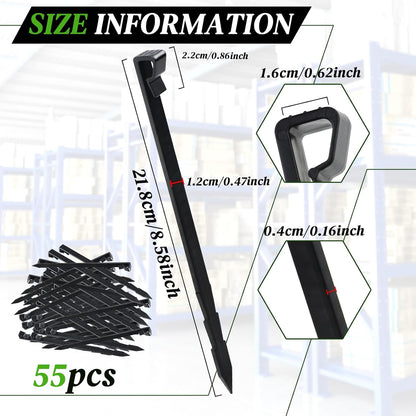 70 Pcs Landscape Edging Anchor Stakes, 8.5 in Heavy Duty Plastic Garden Stakes, Black Garden Anchoring Spikes for Yard, Edgings Garden Lawn, Fence Barrier (70)