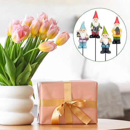 Miniature Garden Gnome Stakes Set, Resin Fairy Yard Outdoor Decor