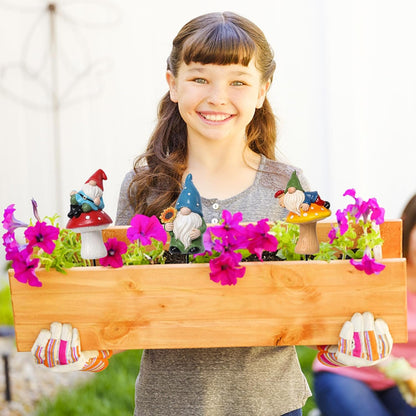 Miniature Garden Gnome Stakes Set, Resin Fairy Yard Outdoor Decor