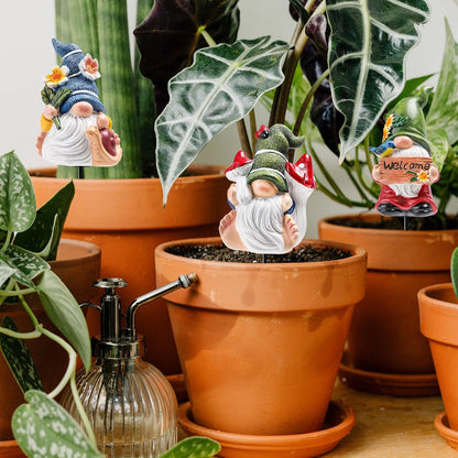 Miniature Garden Gnome Stakes Set, Resin Fairy Yard Outdoor Decor