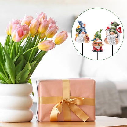 Miniature Garden Gnome Stakes Set, Resin Fairy Yard Outdoor Decor