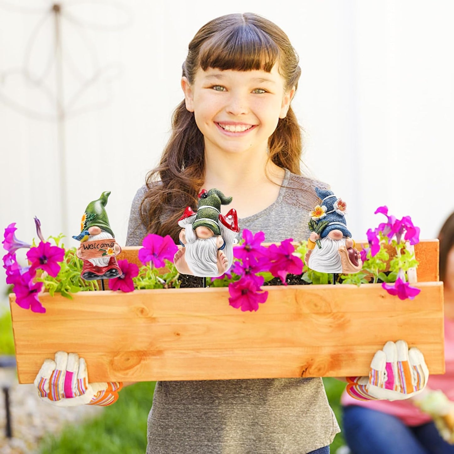 Miniature Garden Gnome Stakes Set, Resin Fairy Yard Outdoor Decor