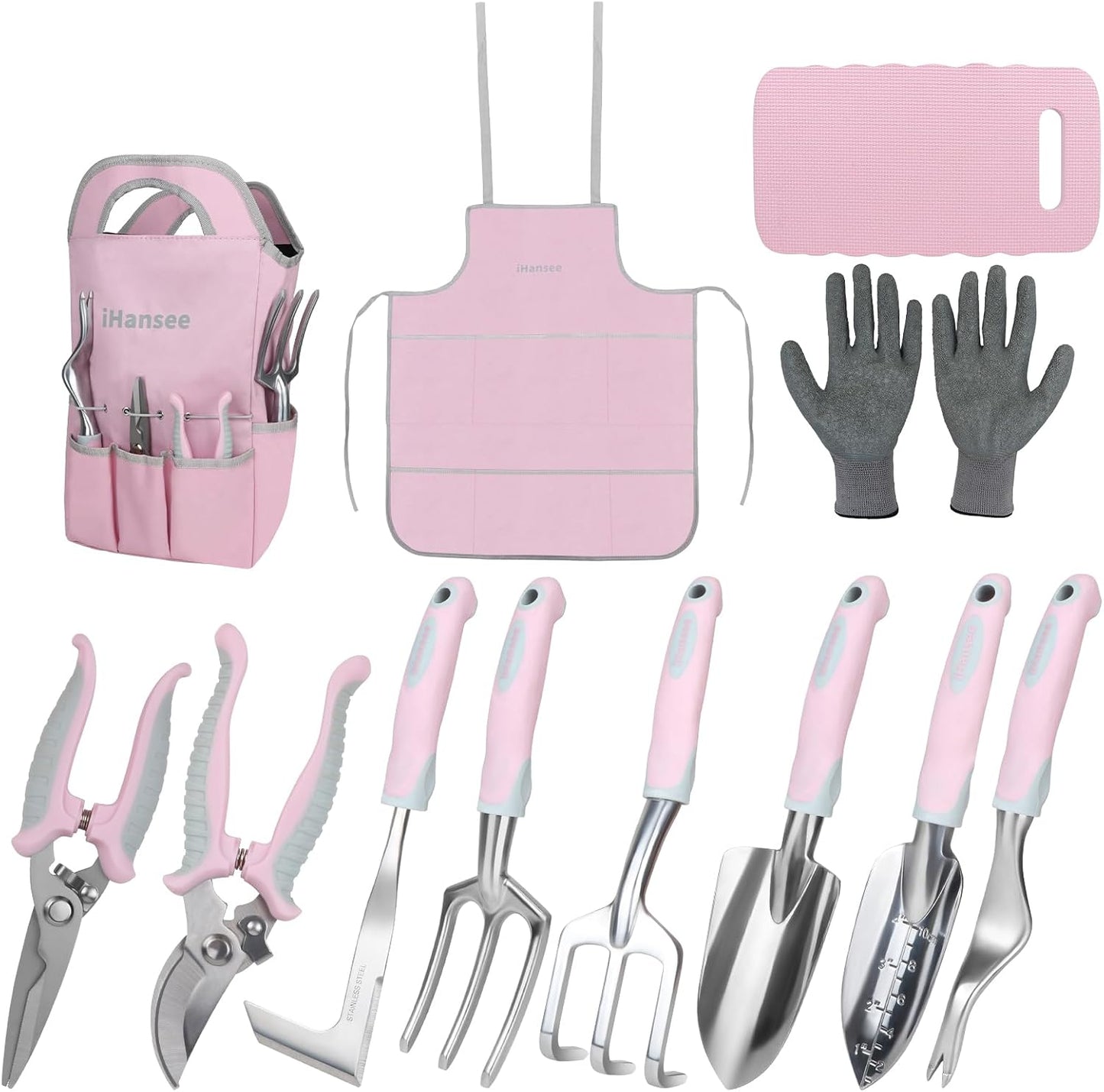 Pink Garden Tools Set 12-Piece, Gardening Gifts for Women