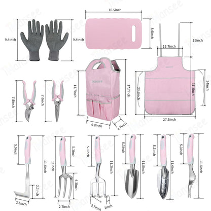 Pink Garden Tools Set 12-Piece, Gardening Gifts for Women