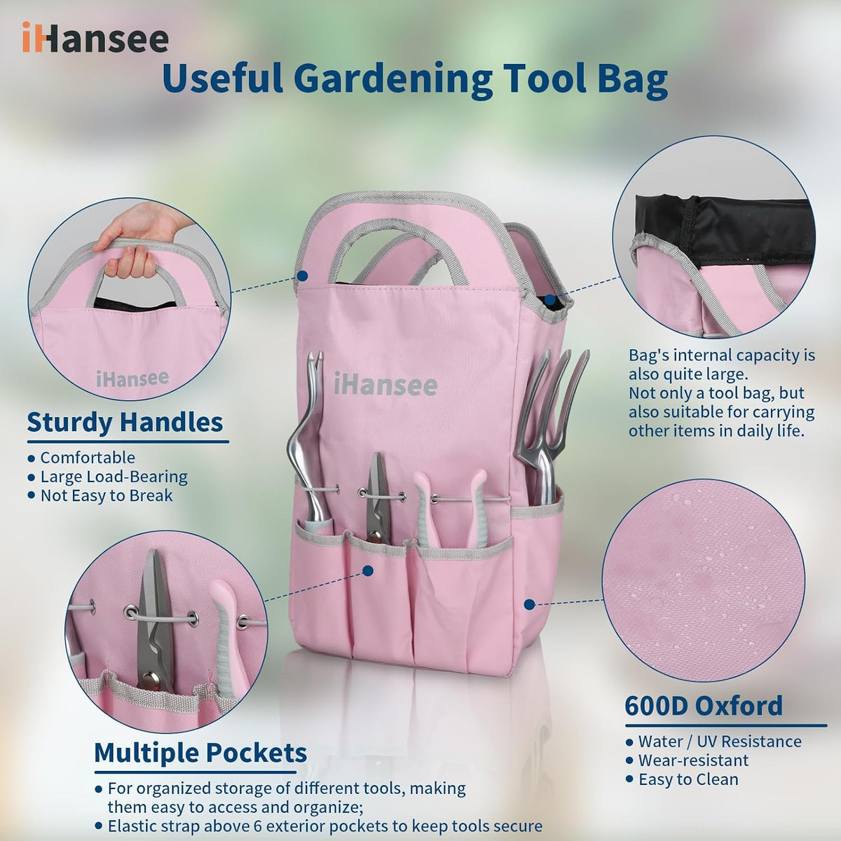 Pink Garden Tools Set 12-Piece, Gardening Gifts for Women