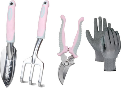 Pink Garden Tools Set 12-Piece, Gardening Gifts for Women