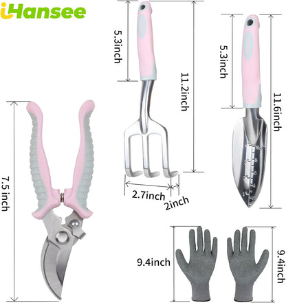 Pink Garden Tools Set 12-Piece, Gardening Gifts for Women