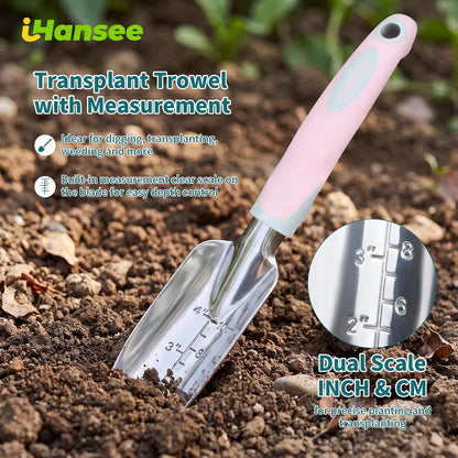 Pink Garden Tools Set 12-Piece, Gardening Gifts for Women