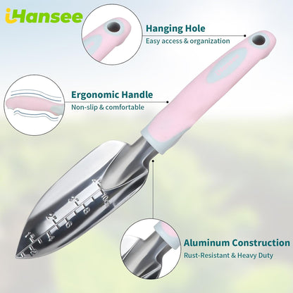 Pink Garden Tools Set 12-Piece, Gardening Gifts for Women