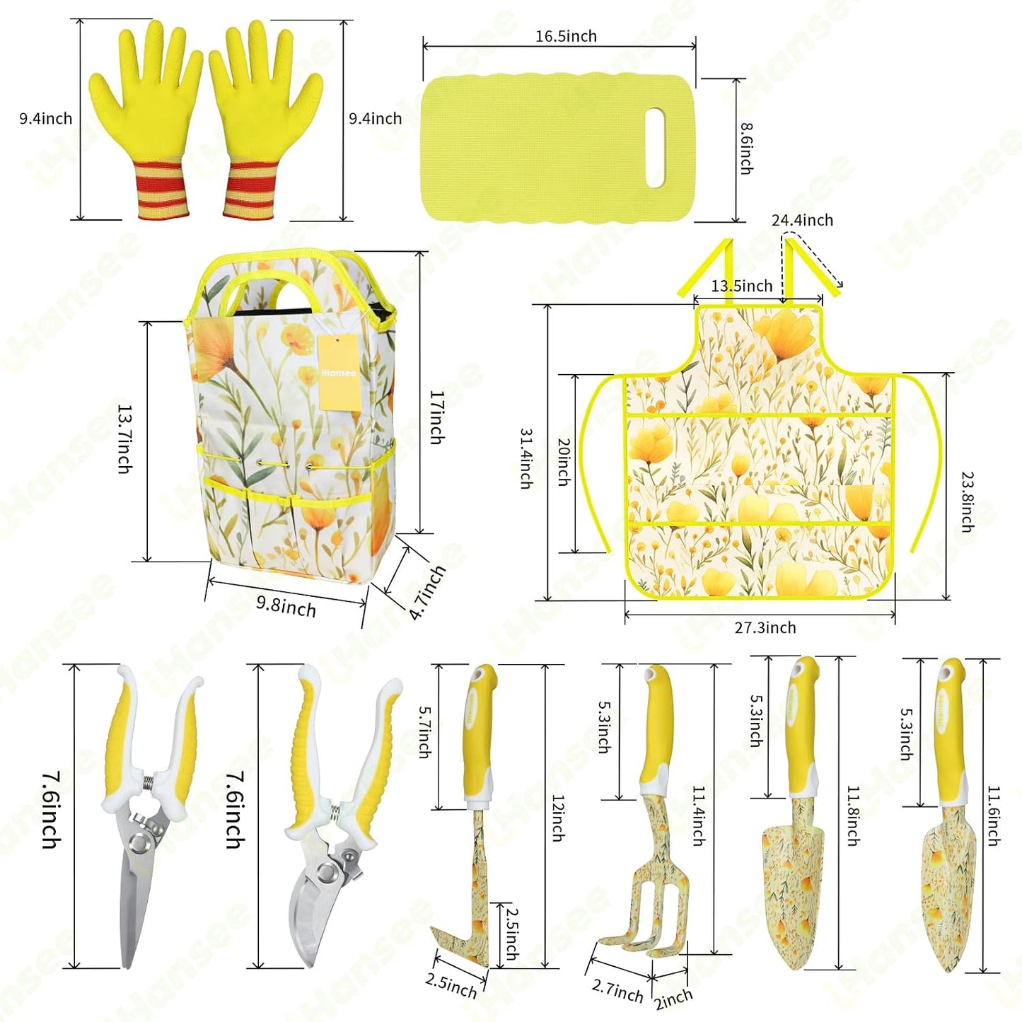 Pink Garden Tools Set 12-Piece, Gardening Gifts for Women