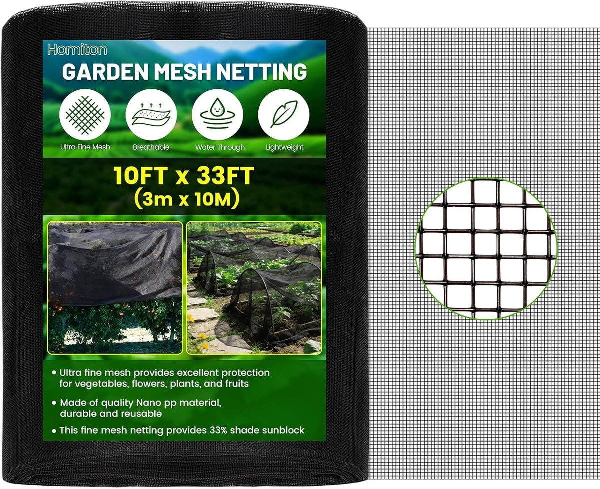 Stronger Garden Mesh Netting, 10 x 20 FT Ultra Fine Nano PP Plant Covers, Small Animals Bird Net Barrier Screen for Vegetables Plants Fruits Flowers Protection, Shading Rate 33%