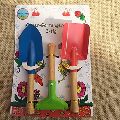 8" Long Gardening Tools for Kids, 3-Piece Kids Garden Tools with Rake,Shovel and Trowel