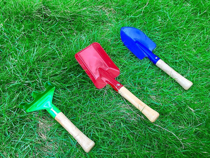 8" Long Gardening Tools for Kids, 3-Piece Kids Garden Tools with Rake,Shovel and Trowel