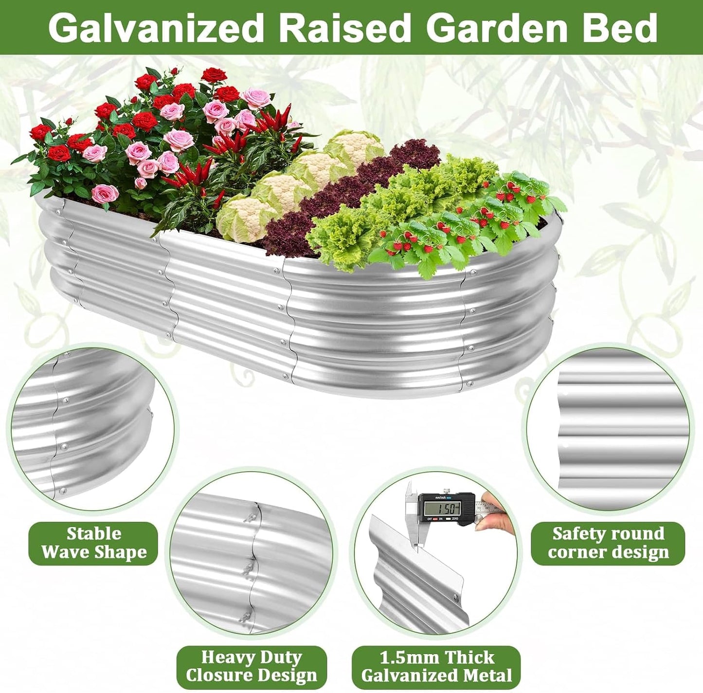 Galvanized Raised Bed with Cucumber Trellis, Garden Arch Trellis Outdoor Reusable A-Frame Metal Trellis with Trellis Net for Pea Vegetable Bean Grape Vines Flowers Climbing Plants Stand Support