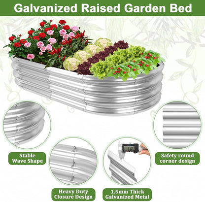 Galvanized Raised Bed with Cucumber Trellis, Garden Arch Trellis Outdoor Reusable A-Frame Metal Trellis with Trellis Net for Pea Vegetable Bean Grape Vines Flowers Climbing Plants Stand Support