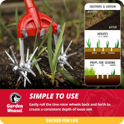 Rotary Hand Cultivator Tiller for Aerating Weeding Planting