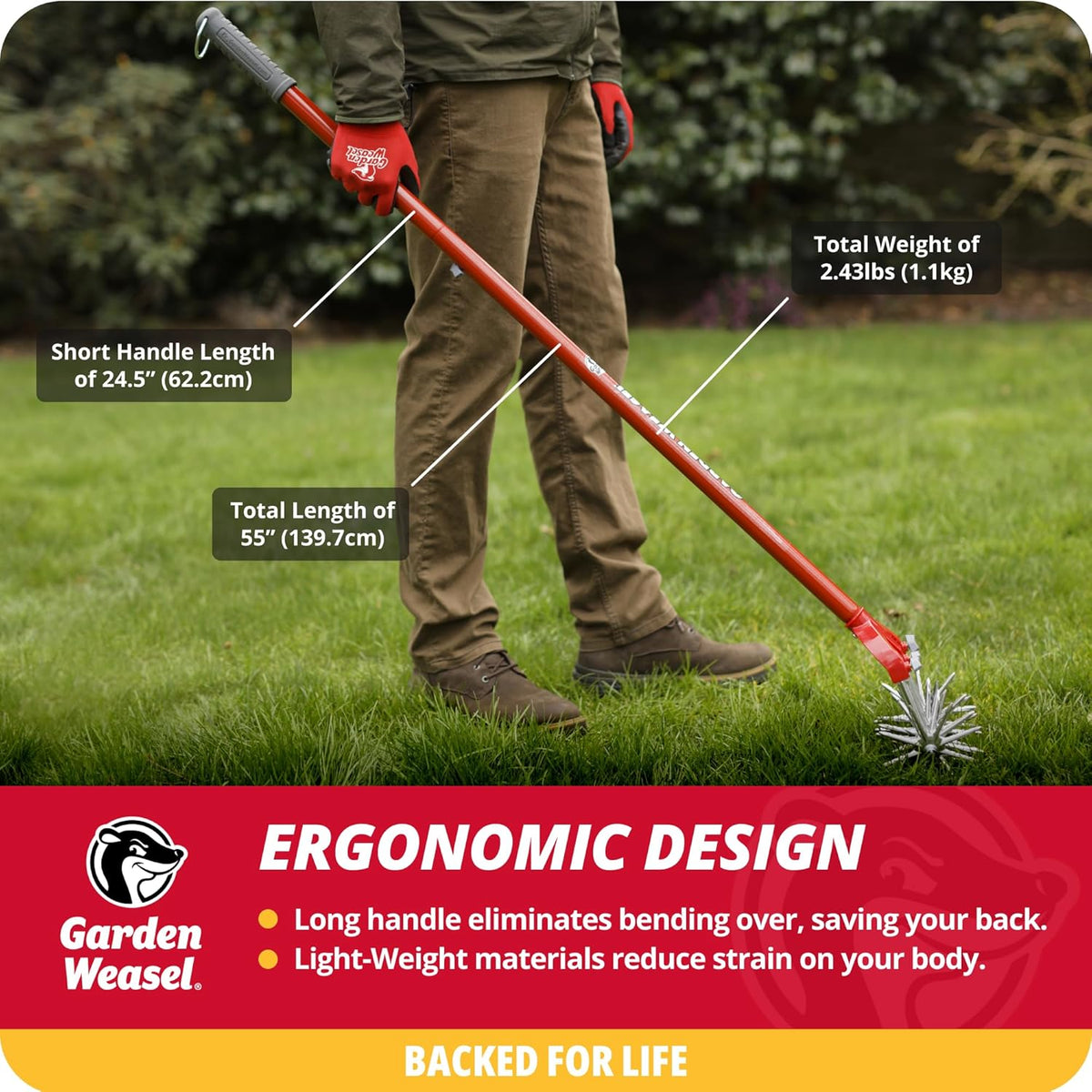 Rotary Hand Cultivator Tiller for Aerating Weeding Planting