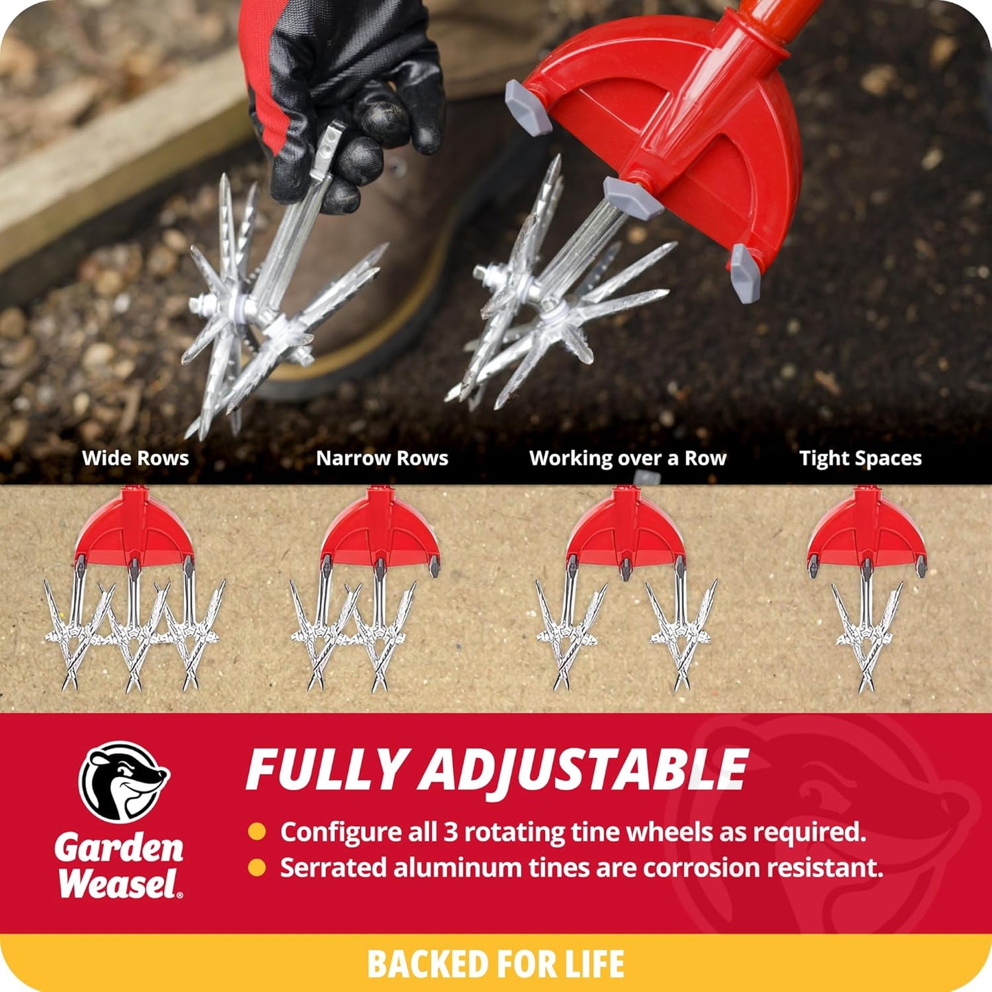 Rotary Hand Cultivator Tiller for Aerating Weeding Planting