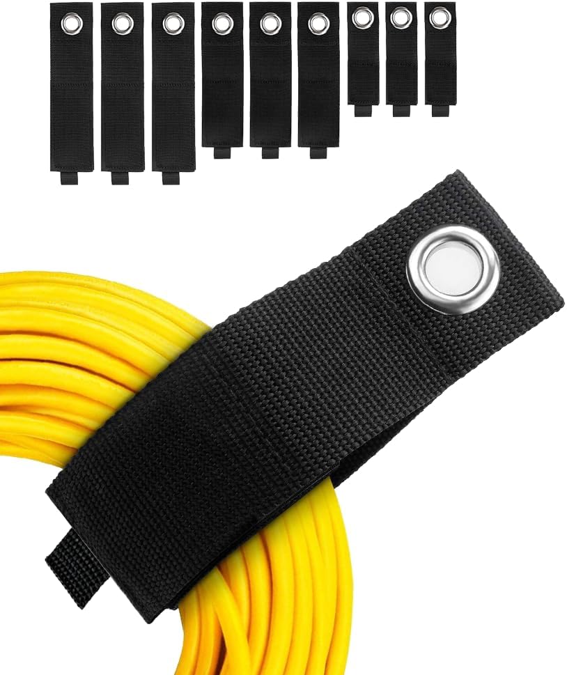 Heavy-Duty Storage Straps - 9 Pack Hook and Loop Hanging Extension Tool Cord Straps Organizer for Cable Management, Rope, Hoses, RV and Garage Organization - includ 10-inch/13-inch /17-inch