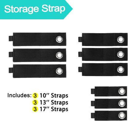 Heavy-Duty Storage Straps - 9 Pack Hook and Loop Hanging Extension Tool Cord Straps Organizer for Cable Management, Rope, Hoses, RV and Garage Organization - includ 10-inch/13-inch /17-inch
