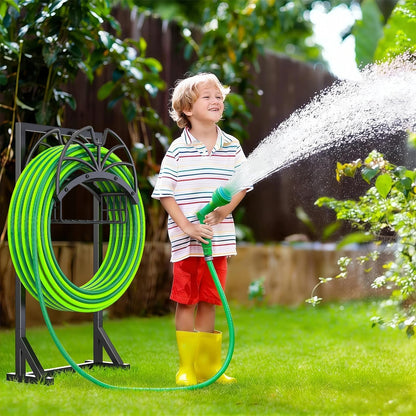 Garden Water Hose Holder Freestanding with Storage Basket for Outside